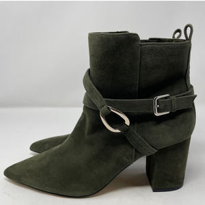 Olive Green Suede Ankle Boots